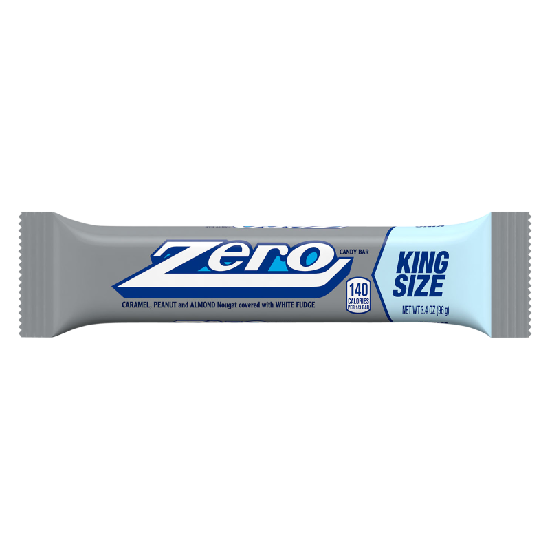 Zero White Chocolate Caramel Peanut Almond Nougat King Size 3.4oz