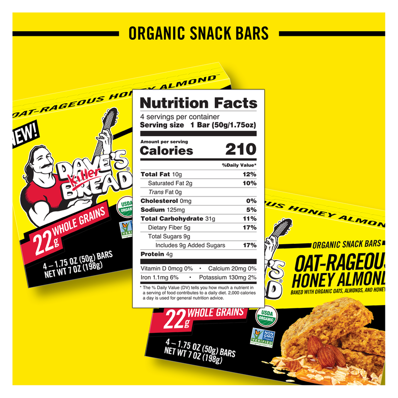 Dave's Killer Bread Oat-Rageous Honey Almond Organic Snack Bars 4ct