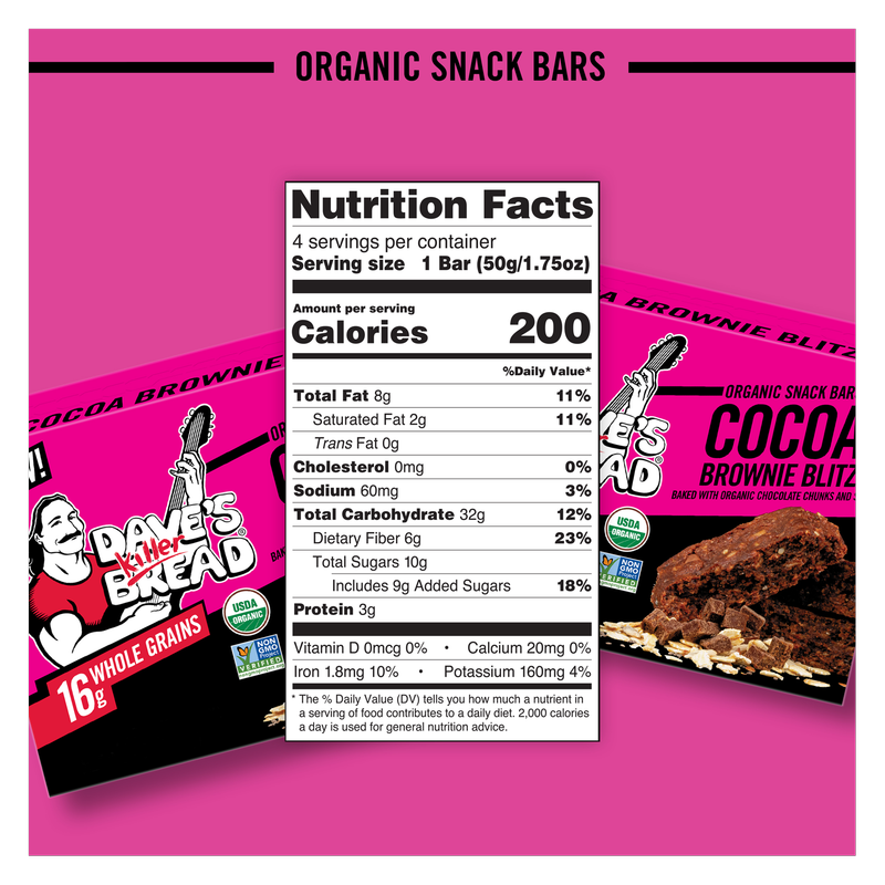 Dave's Killer Bread Cocoa Brownie Blitz Organic Snack Bars 4ct