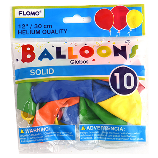 FLOMO Assorted Color Balloons 12" 10pk