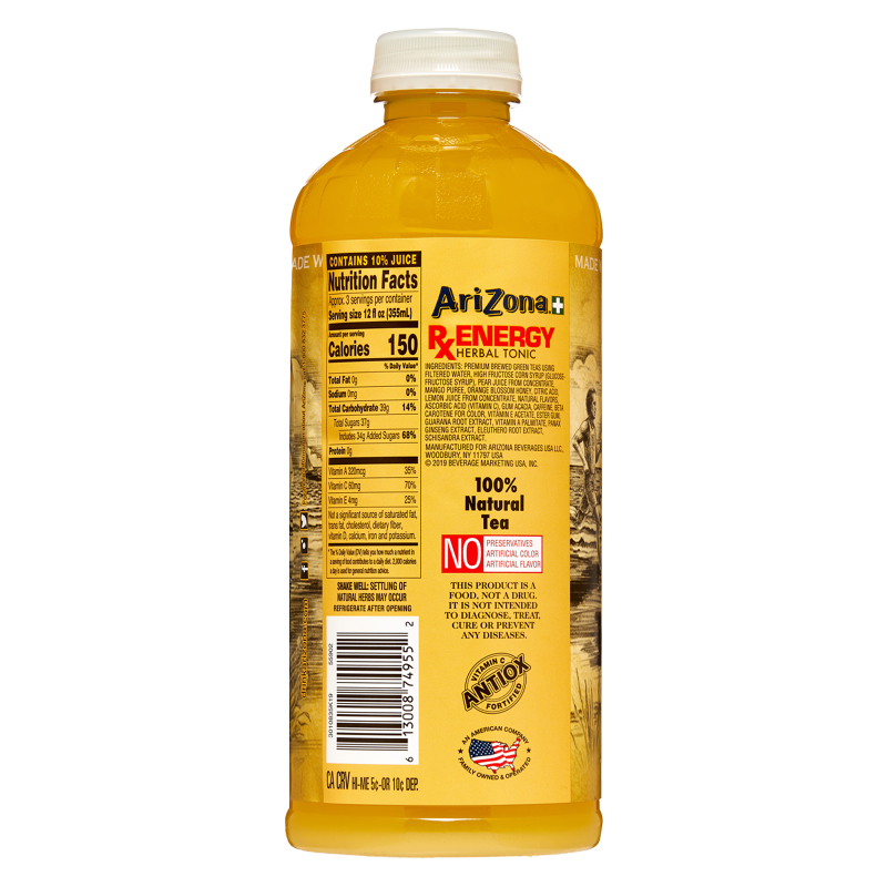 AriZona Rx Energy Tea 34oz Btl