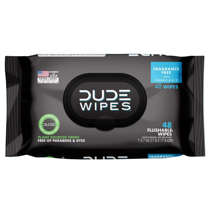 DUDE Wipes Flushable Wipes Dispenser Fragrance-Free with Vitamin E & Aloe 48ct