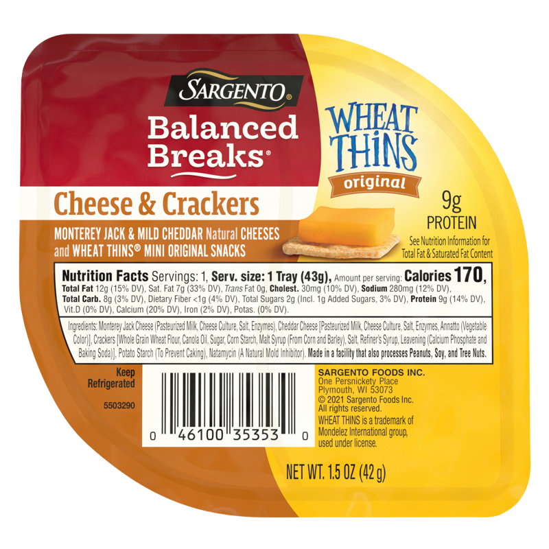 Sargento Balanced Breaks Sharp Monterey Jack & Mild Cheddar with Wheat Thins - 1.5oz