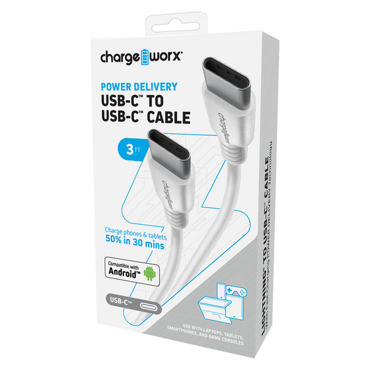 Chargeworx Power Delivery USB-C To USB-C Cable (3ft)