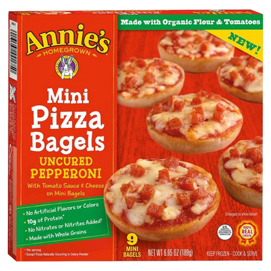 Annie's Homegrown Frozen Pepperoni Mini Pizza Bagels 9ct 6.65oz