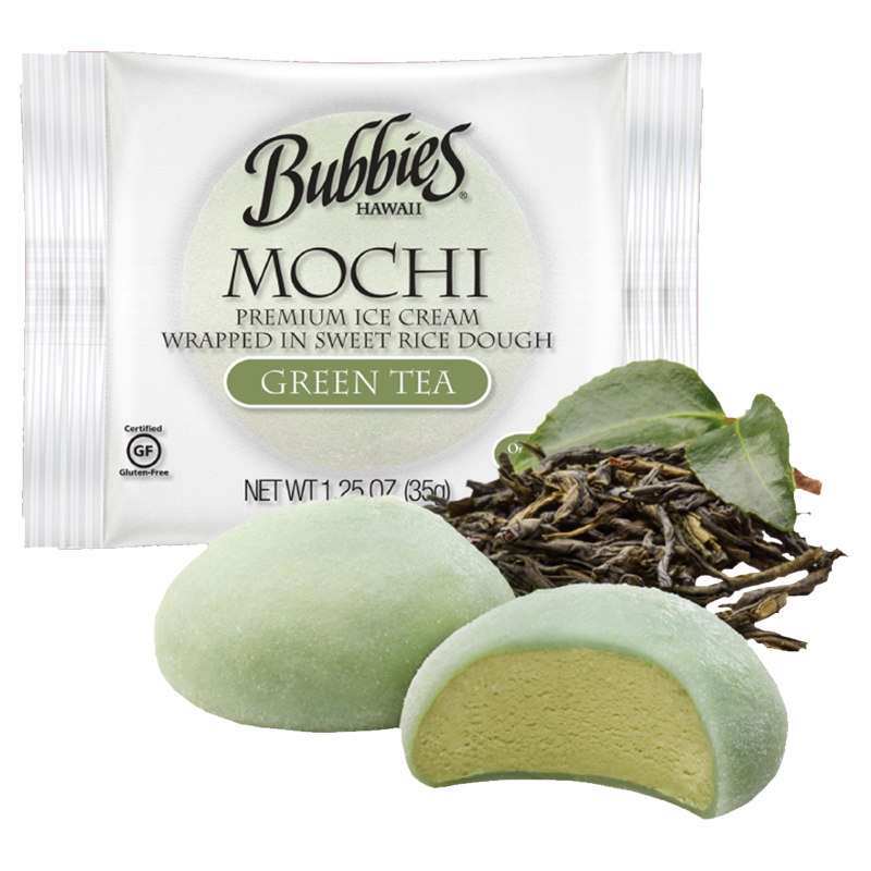 Bubbies Hawaii Green Tea Mochi Ice Cream Individually Wrapped 1ct