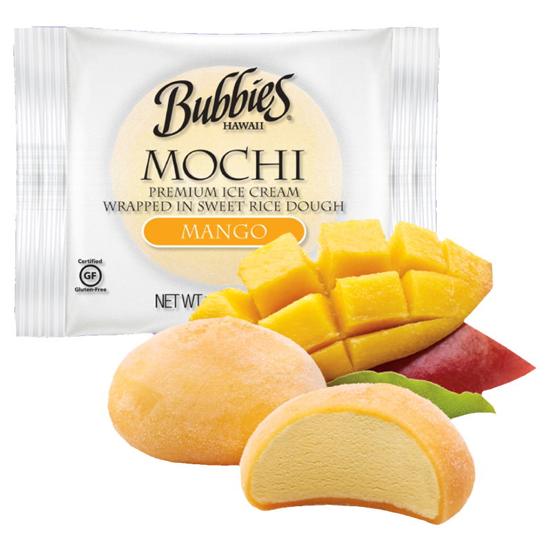 Bubbies Hawaii Mango Mochi Ice Cream Individually Wrapped 1ct