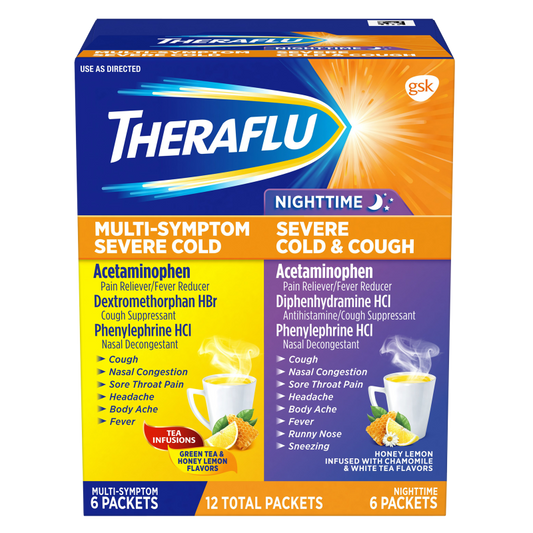 Theraflu Green Tea & Honey Lemon Multi-Symptom Severe Cold Relief Powder 12ct