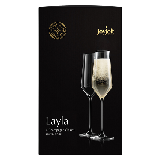 Layla Crystal Champagne Glasses 6.7oz 4pk