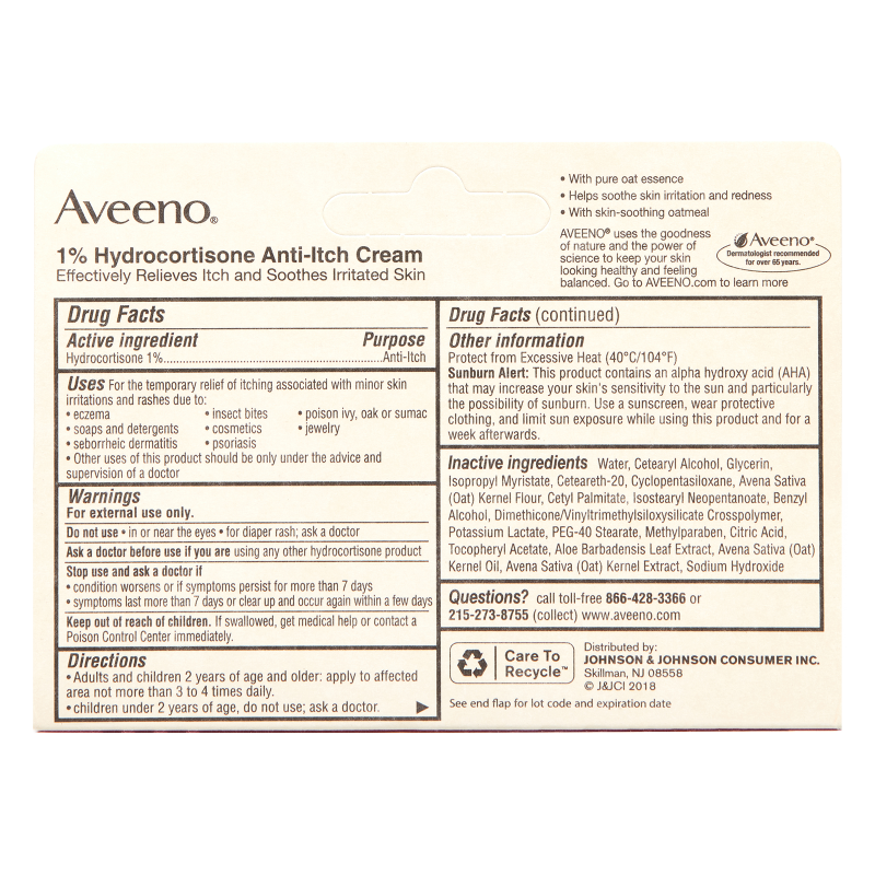 Aveeno Anti-Itch 1% Hydrocortisone Cream 1oz