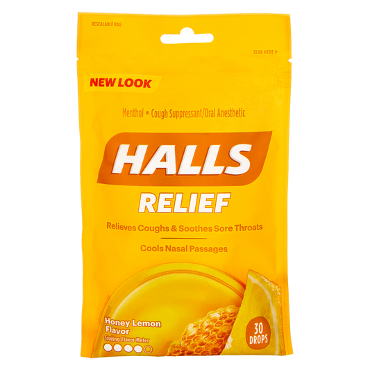 Halls Honey Lemon Cough Drops 30ct