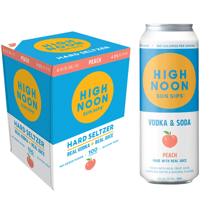 High Noon Peach Vodka Hard Seltzer 4pk 12oz Cans 4.5% ABV