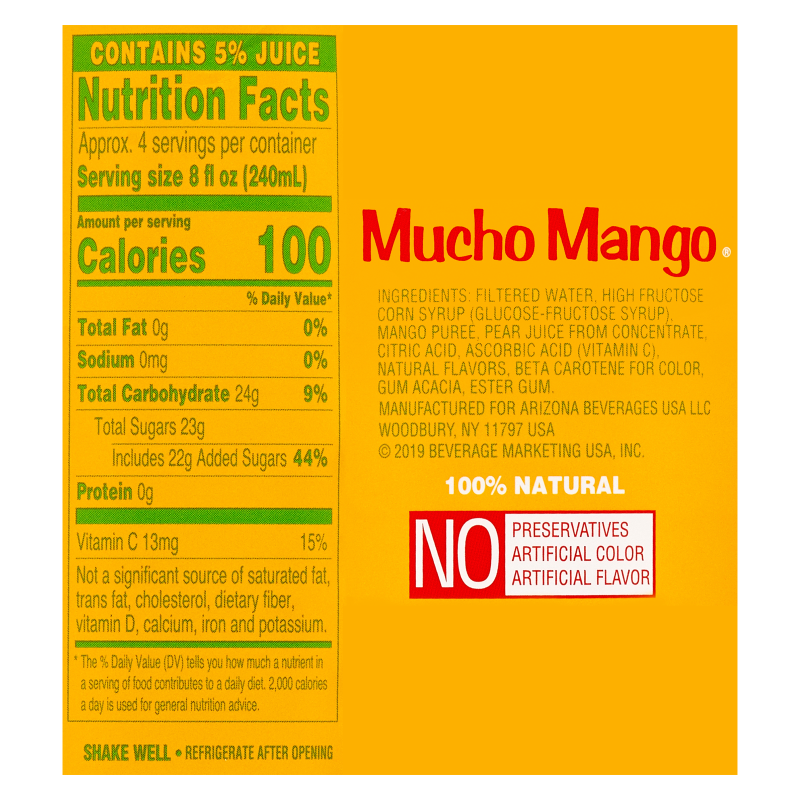 AriZona Mucho Mango Juice 34oz Btl