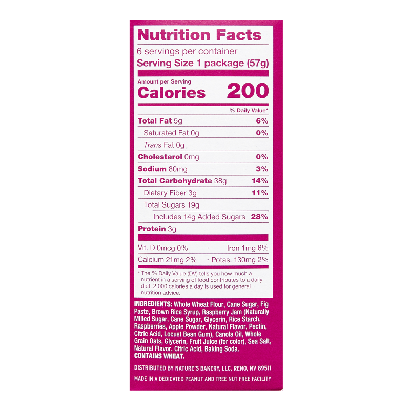 Nature's Bakery Whole Wheat Raspberry Fig Bars 12oz