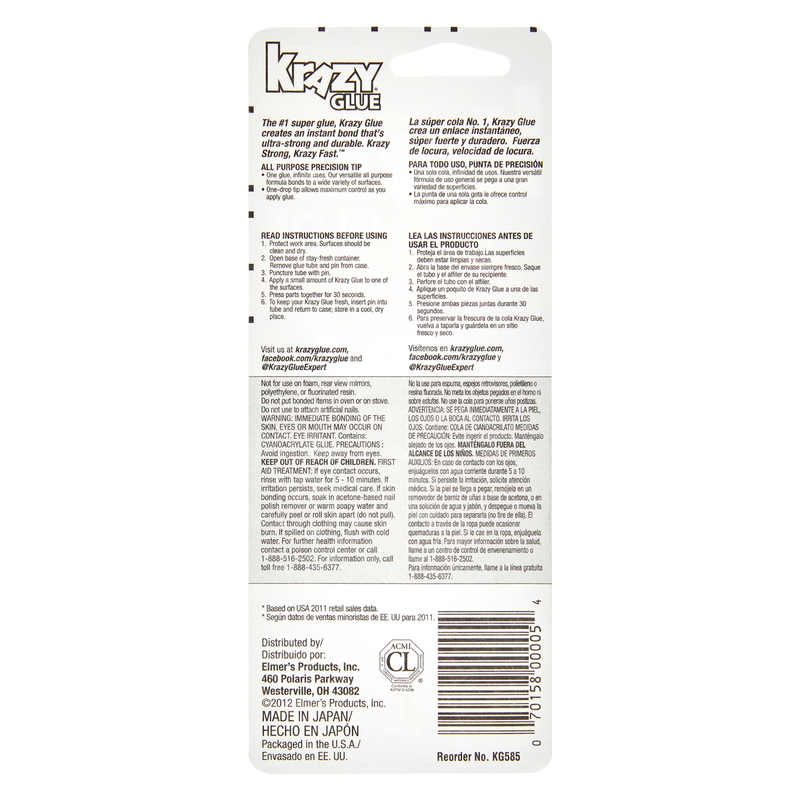 Instant Krazy Glue All Purpose Tube .07oz