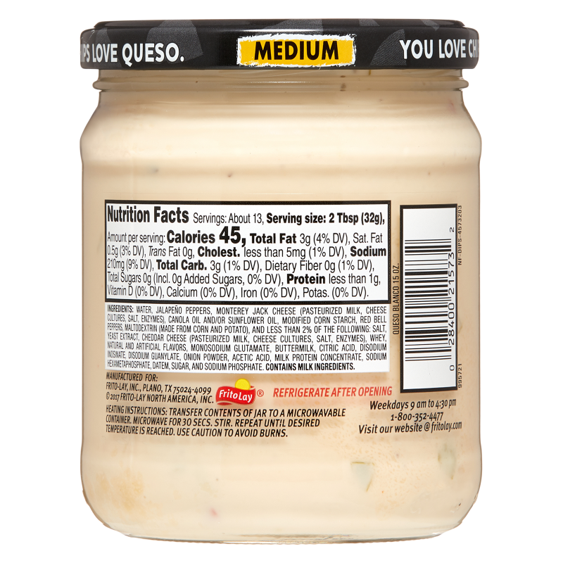 Tostitos Medium Queso Blanco Dip 15oz