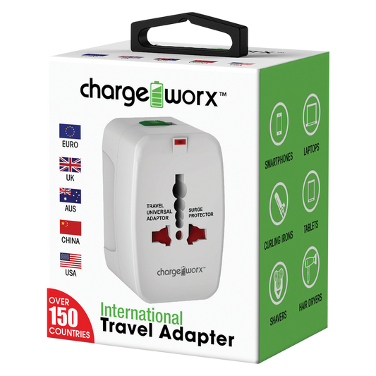 Chargeworx International 4-in-1 Worldwide Voltage Travel Adaptor