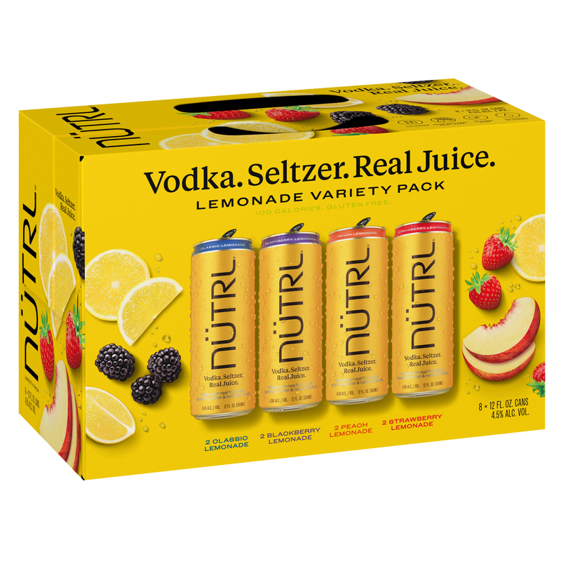 NUTRL Vodka Hard Seltzer Lemonade Variety Pack 8pk 12oz Slim Cans 4.5% ABV