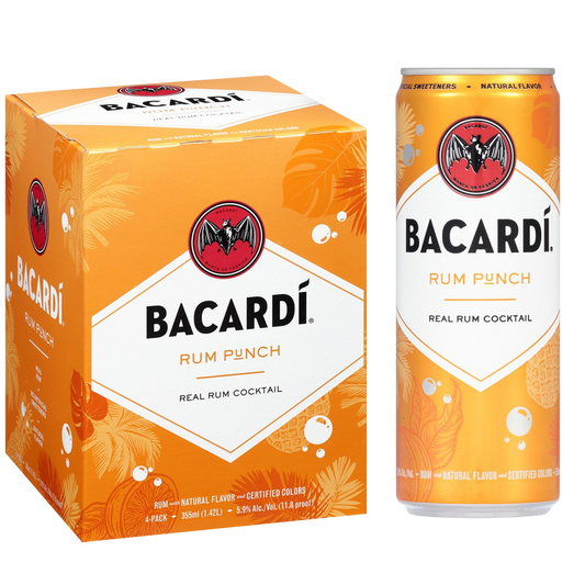 Bacardi Rum Punch Real Rum Cocktails 4pk 12oz Can (11.8 Proof)