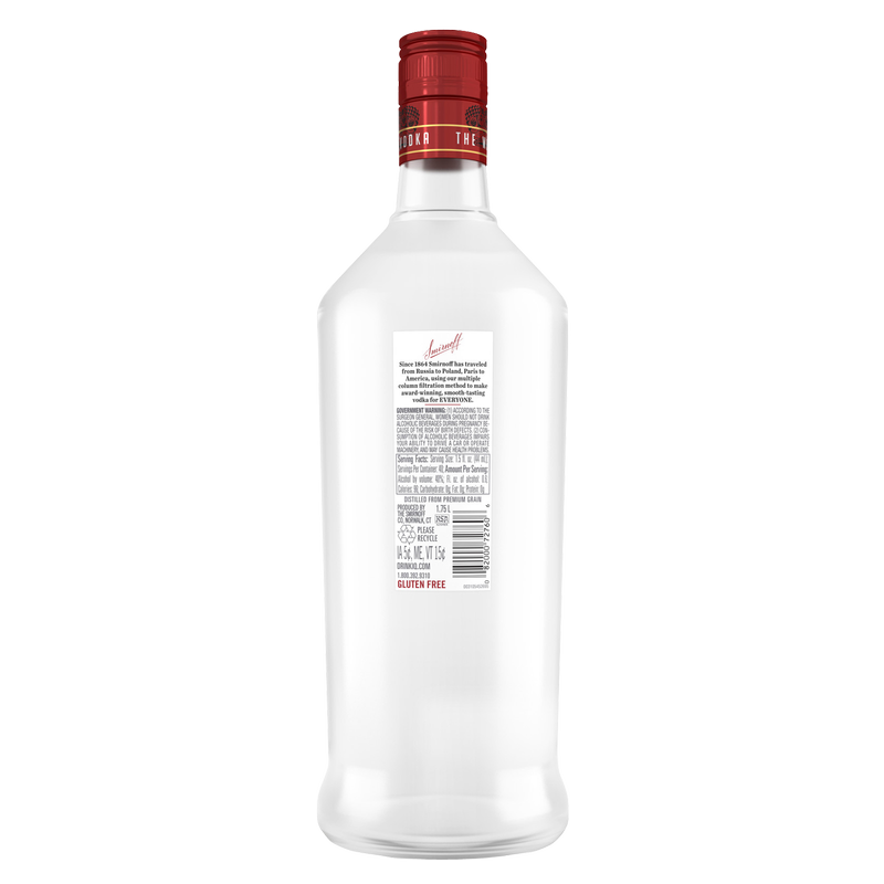 Smirnoff Vodka Plastic 1.75L (80 Proof)