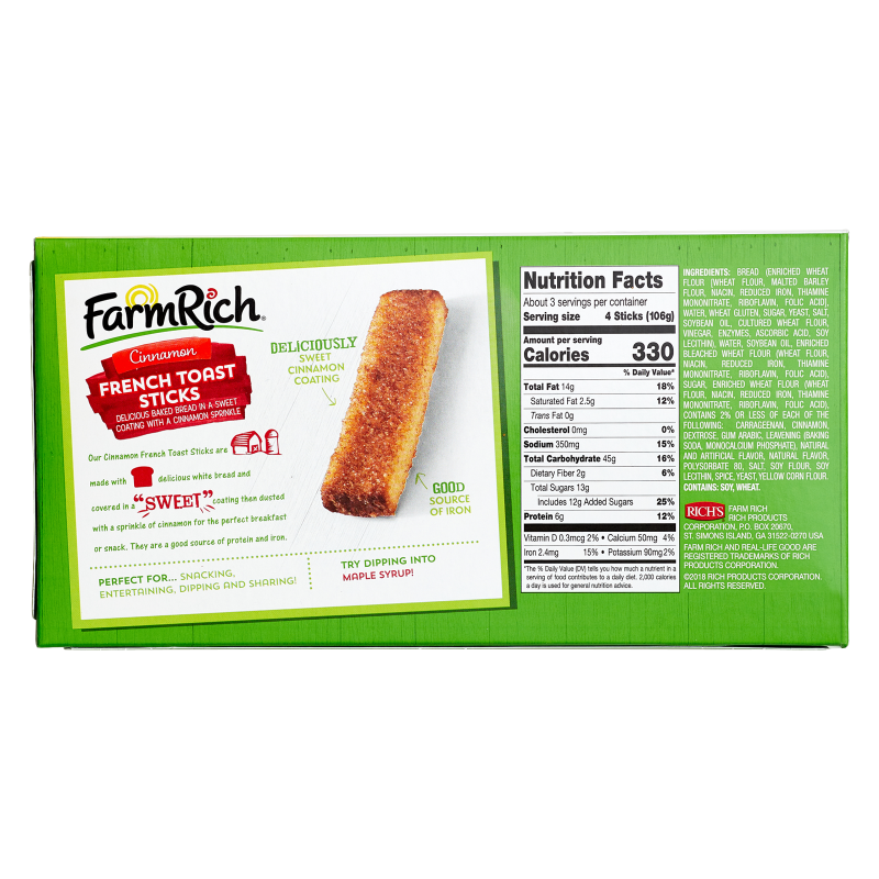 Farm Rich Frozen Cinnamon French Toast Sticks 12oz