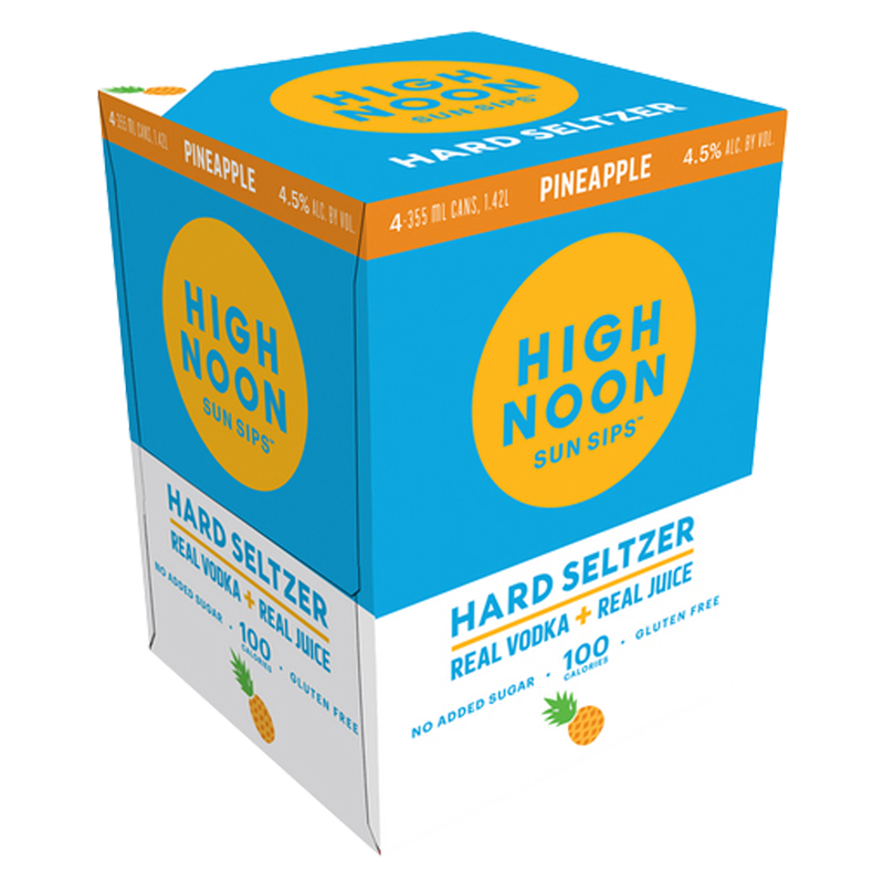 High Noon Pineapple Vodka Hard Seltzer 4pk 12oz Cans 4.5% ABV