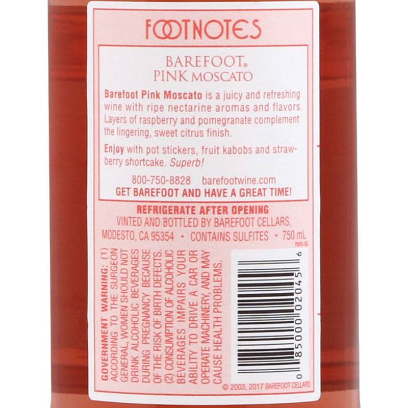 Barefoot Cellars Pink Moscato Wine 750ml