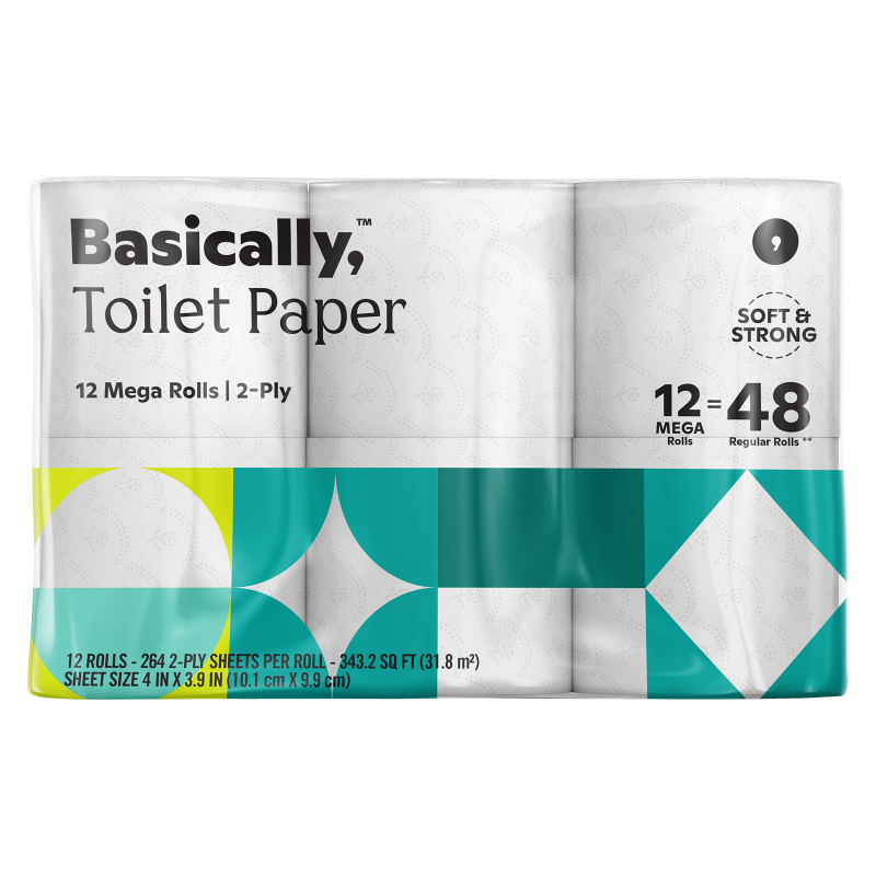 Basically, 12ct Large Roll Soft Toilet Paper