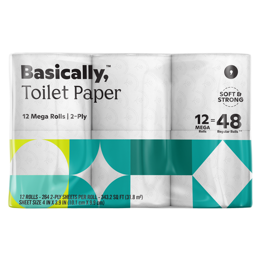 Basically, 12ct Large Roll Soft Toilet Paper