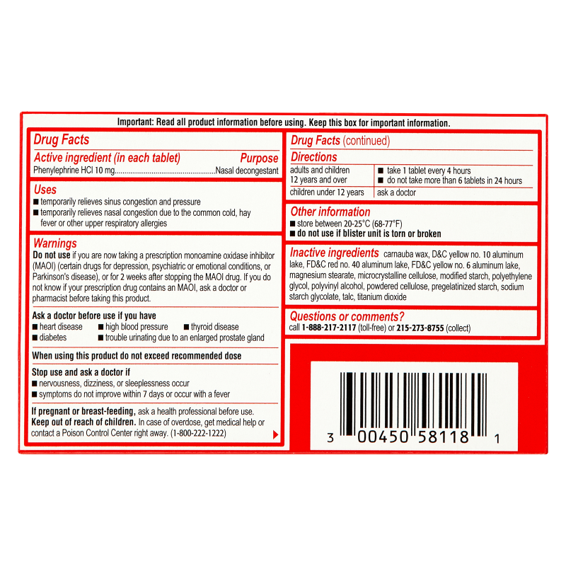 Sudafed PE Maximum Strength Sinus Pressure & Congestion Relief 18ct