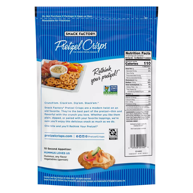 Snack Factory Original Pretzel Crisps 14oz