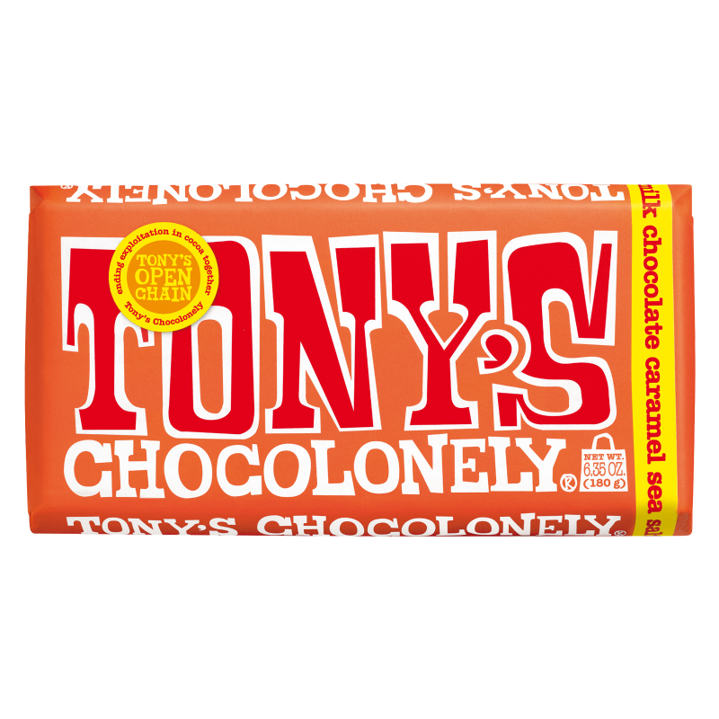 Tony's Chocolonely 32% Caramel & Sea Salt Milk Chocolate Bar 6.35oz