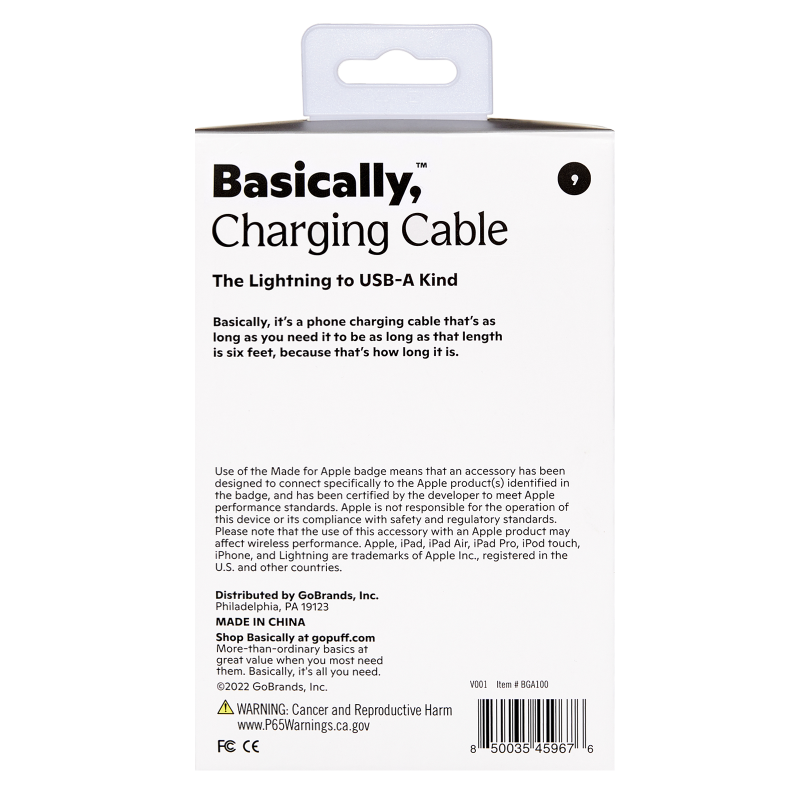 Basically, 6' Lightning to USB-A Charging Cable