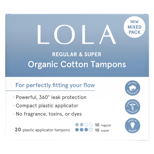 LOLA Assorted (Regular & Super) Organic Cotton Tampons 20ct