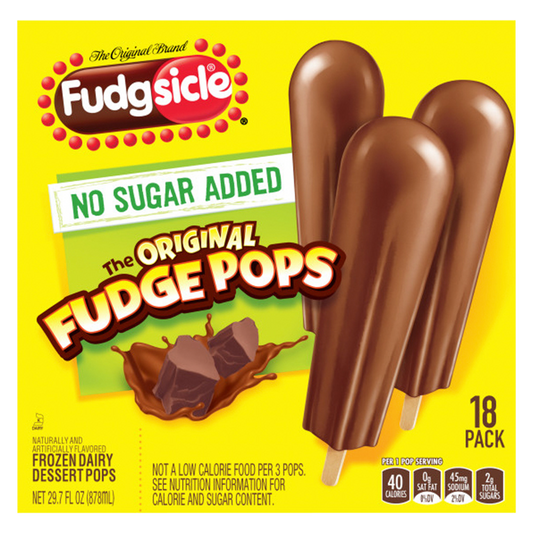 Popsicle Original Fudgsicle No Sugar Added Fudge Pops 18ct