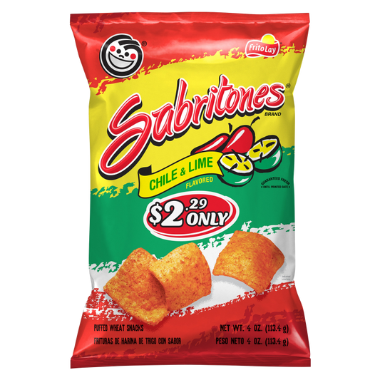 Sabritones Chile and Lime Flavored Puffed Wheat Snacks 4oz