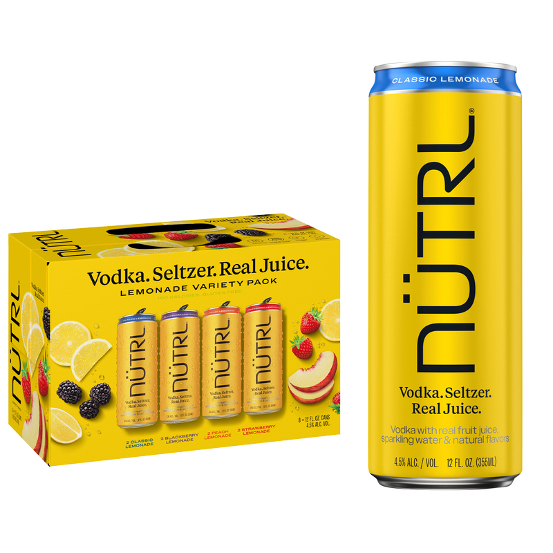 NUTRL Vodka Hard Seltzer Lemonade Variety Pack 8pk 12oz Slim Cans 4.5% ABV