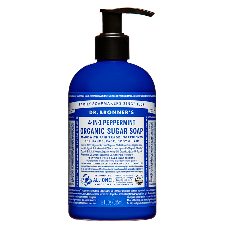 Dr. Bronner's Organic Sugar Soap Peppermint 12oz