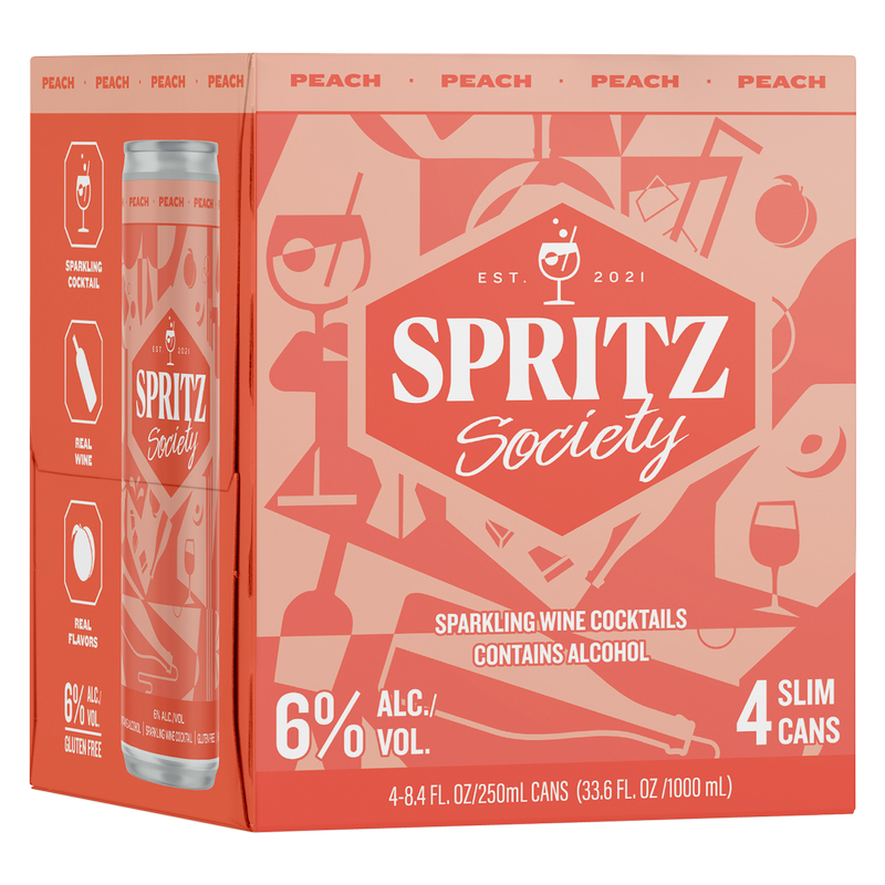 Spritz Society Peach 4pk 250ml Can 6.0% ABV