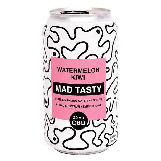 Mad Tasty Watermelon Kiwi CBD Sparkling Water 12oz can 20mg