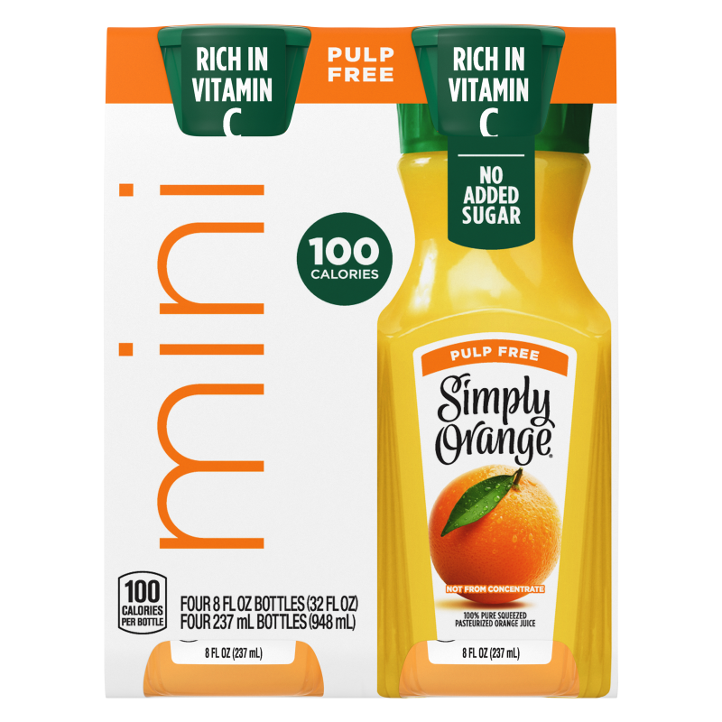 Simply Orange Juice Mini 8oz 4pk