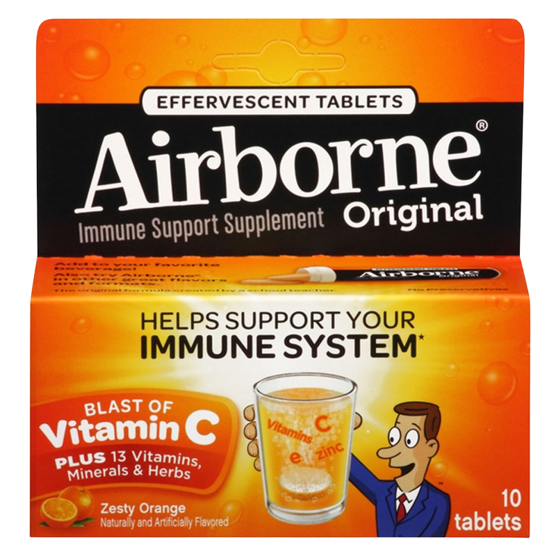 Airborne Effervescent Tablets Zesty Orange 10ct