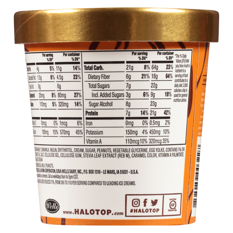 Halo Top Peanut Butter Cup Ice Cream Pint