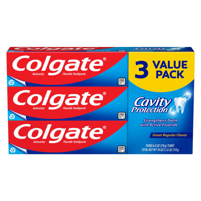 Colgate Cavity Protection Regular Flavor Toothpaste 6oz 3ct