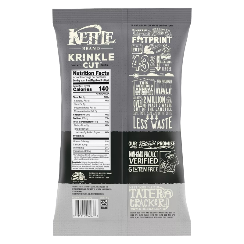 Kettle Brand Krinkle Cut Salt & Pepper Chips 7.5oz