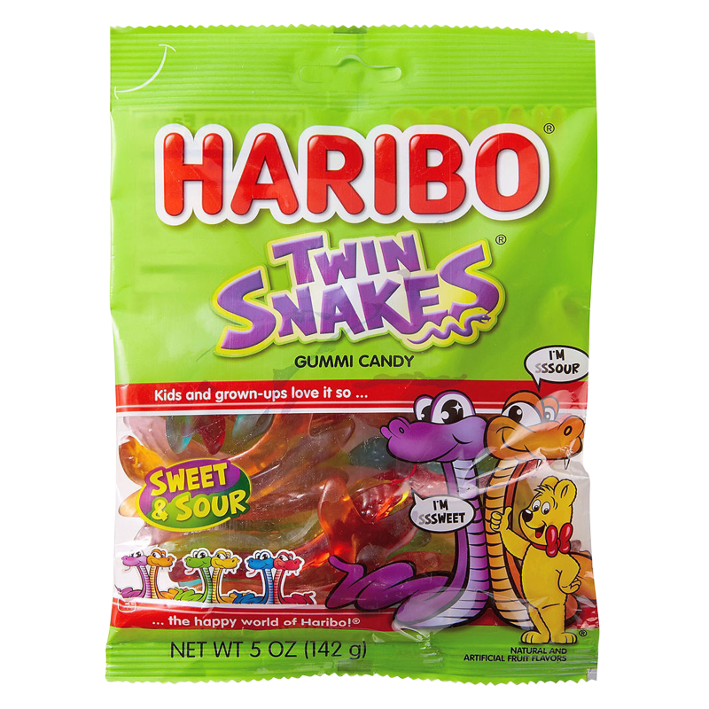 Haribo Sweet & Sour Twin Snakes Gummi Candy 5oz