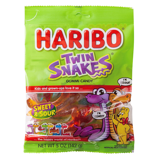 Haribo Sweet & Sour Twin Snakes Gummi Candy 5oz