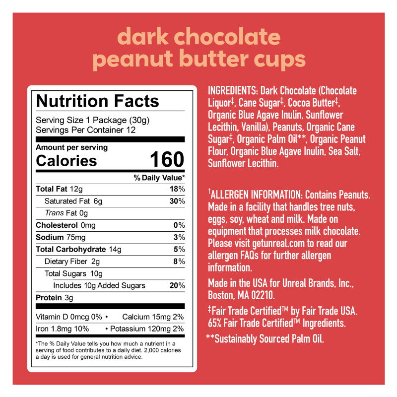 Unreal Dark Chocolate Peanut Butter Cups 4.2oz