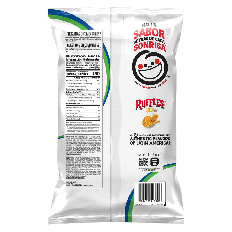 Ruffles Sabritas Queso Potato Chips 8oz