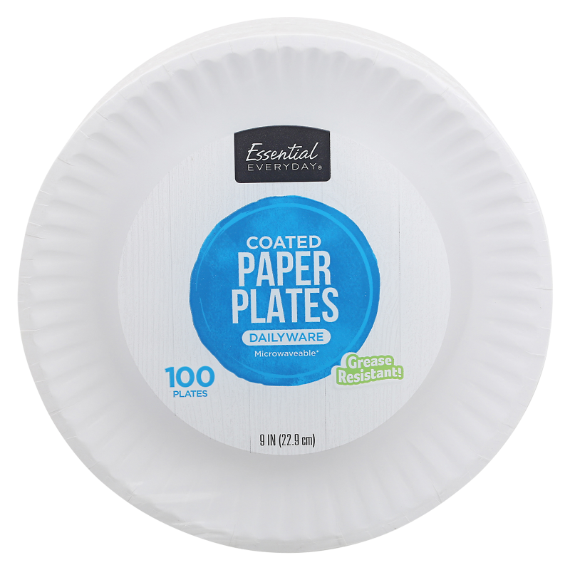 Essential Everyday 9 in Coated Paper Plates 100ct